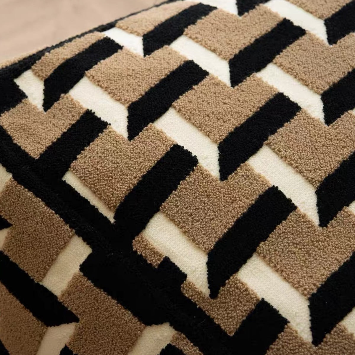 Hommie Geometric Tufted Square Pouf HBST028 2