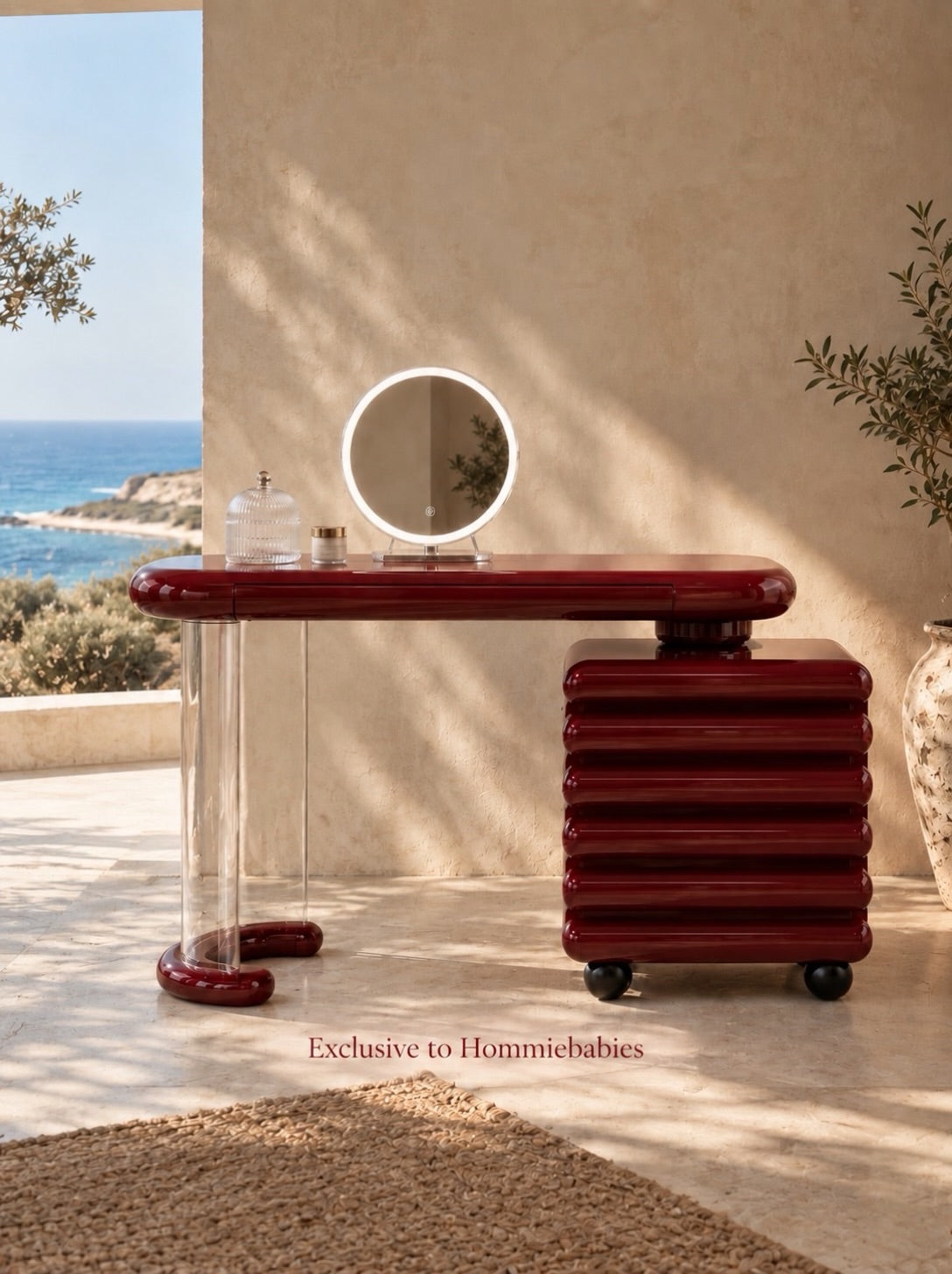 Hommie Burgundy Ripple Drawer Vanity HBMB009 1