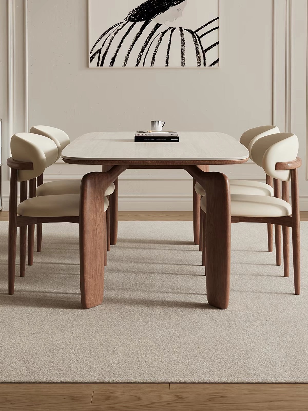 Hommie Stone Top Walnut Dining Table HBTD026 1