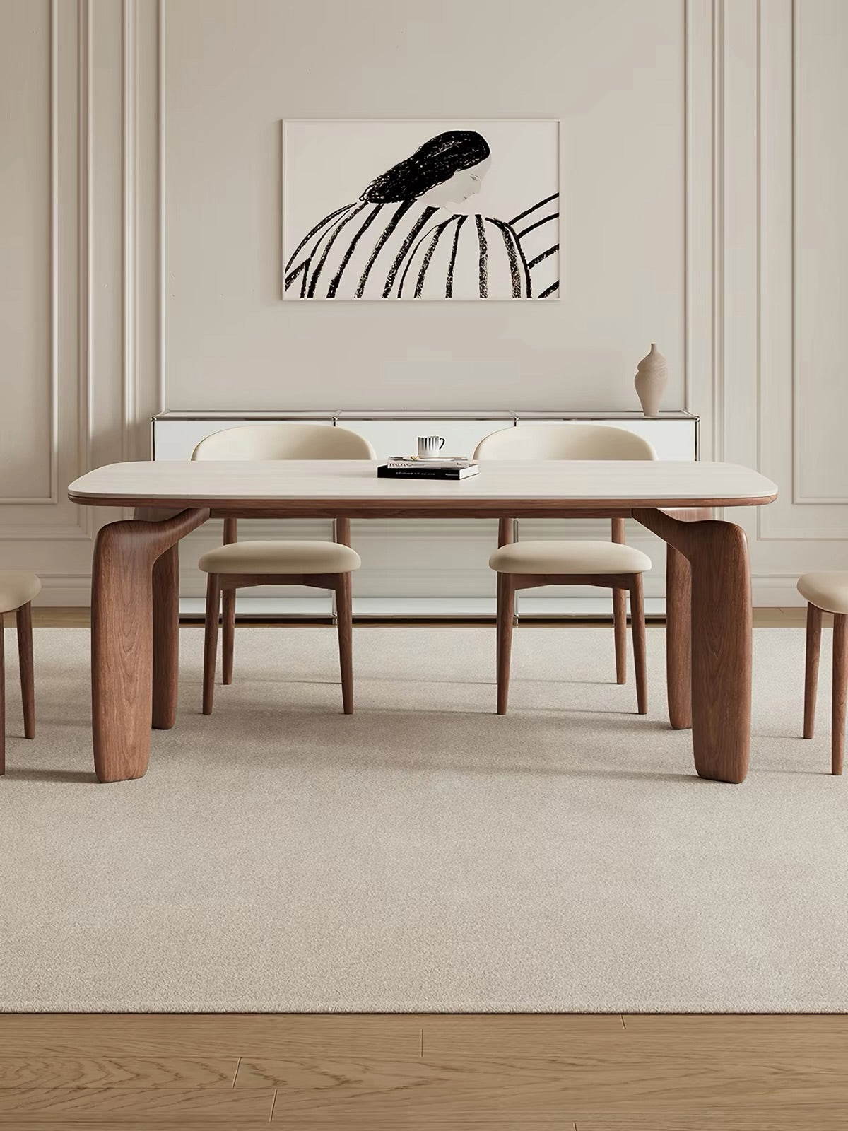 Hommie Stone Top Walnut Dining Table HBTD026 2