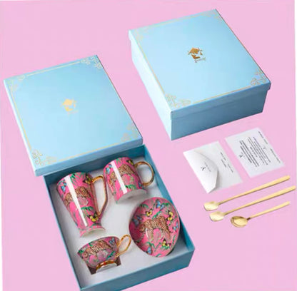 Hommie Leopard Pink Teacups Set HBKK026