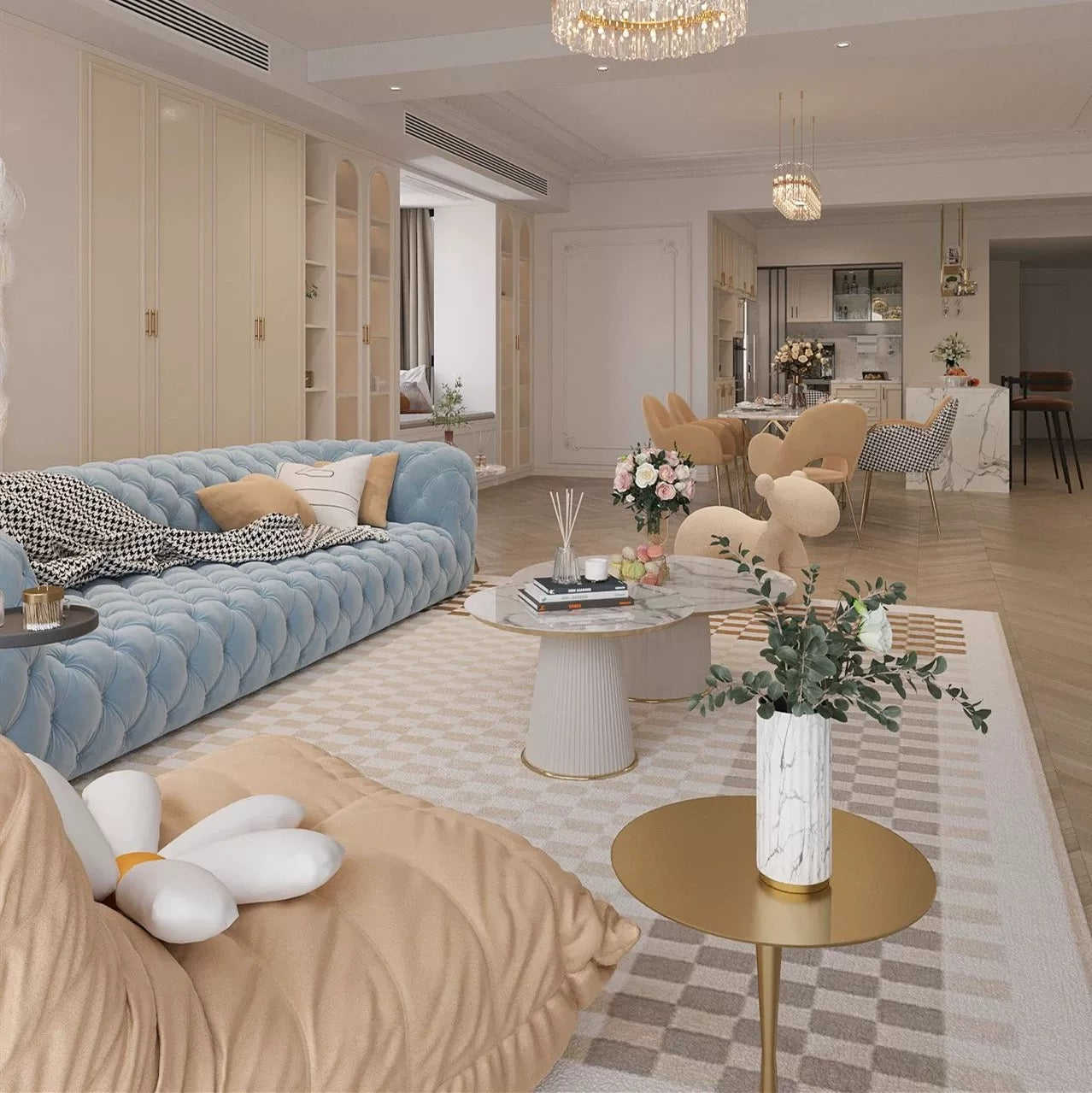 Hommie Tufted American Style Design Sofa HBSF048