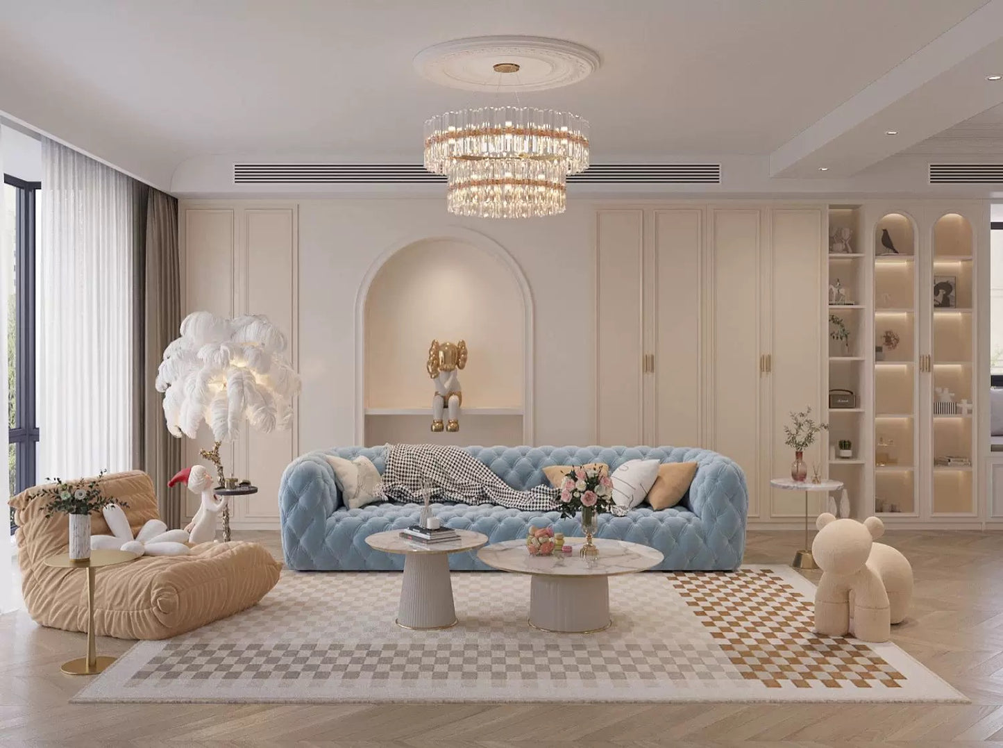 Hommie Tufted American Style Design Sofa HBSF048