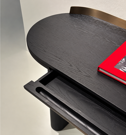 Hommie Black Oval Wood Working Table HBWD008 5